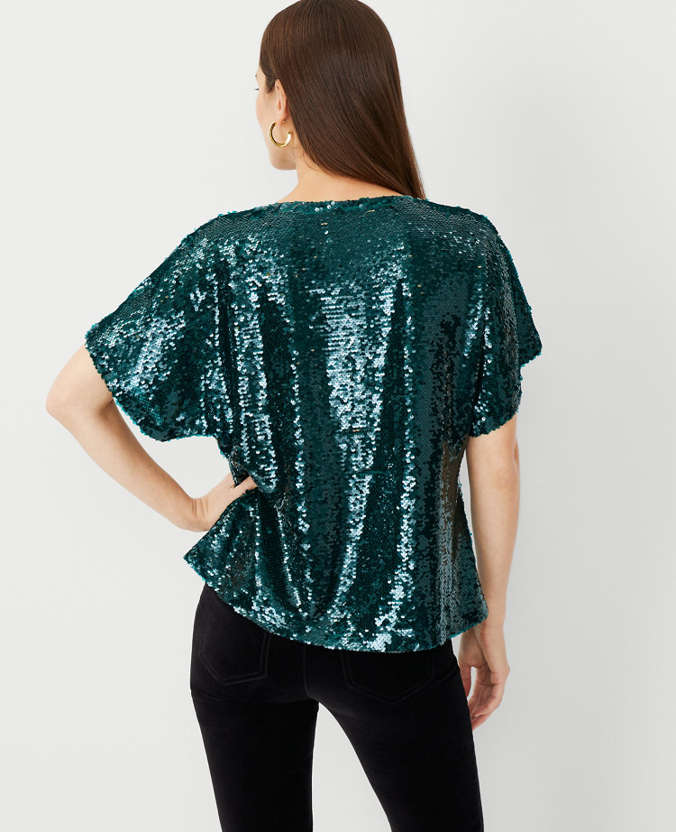 Sequin V-Neck Tee