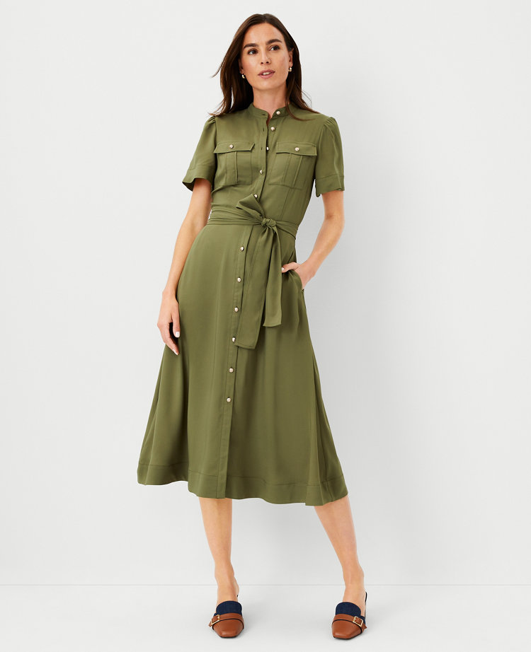 Petite Belted Midi Pocket Shirtdress