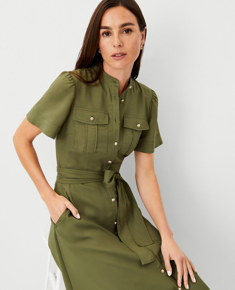 Petite Belted Midi Pocket Shirtdress