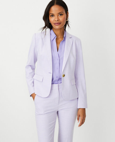 Ann Taylor The Petite Perfect One Button Blazer Textured Stretch