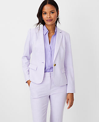 Ann Taylor The Petite Perfect One Button Blazer Textured Stretch