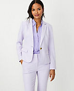 The Petite Perfect One Button Blazer in Textured Stretch carousel Product Image 1
