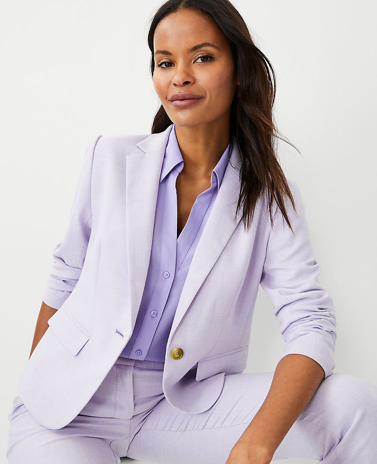 The Petite Perfect One Button Blazer in Textured Stretch