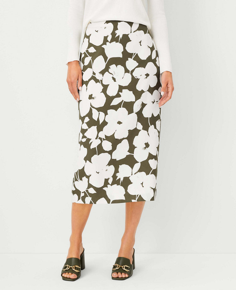 Petite Floral Midi Skirt - Green Kalamata