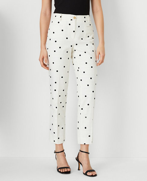 The Petite Cotton Crop Pant in Textured Dot