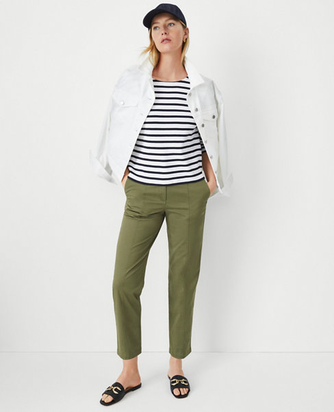 Petite AT Weekend Seamed High Rise Straight Ankle Pants in Chino