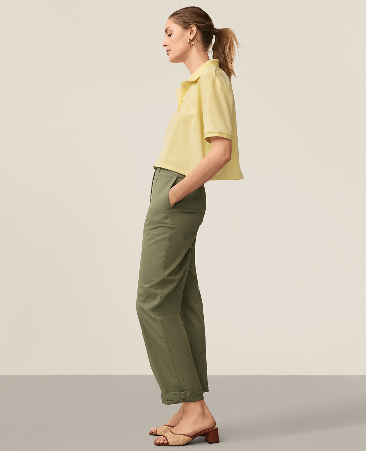 Petite AT Weekend Seamed High Rise Straight Ankle Pants in Chino