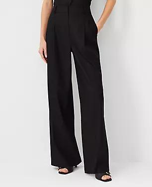 The High Rise Pleated Wide Leg Pant in Linen Twill carousel Product Image 2