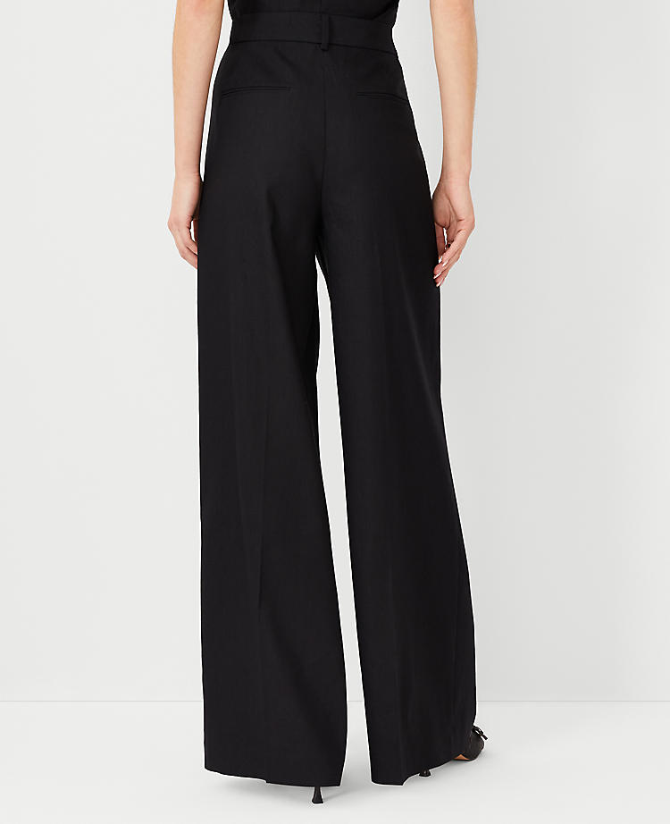 The High Rise Pleated Wide Leg Pant in Linen Twill