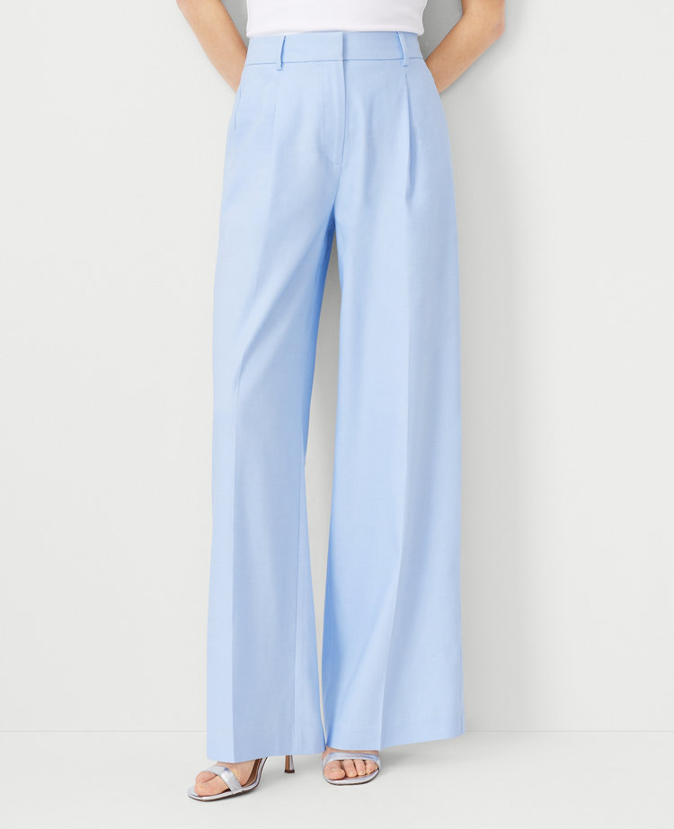 The High Rise Pleated Wide Leg Pant in Linen Twill