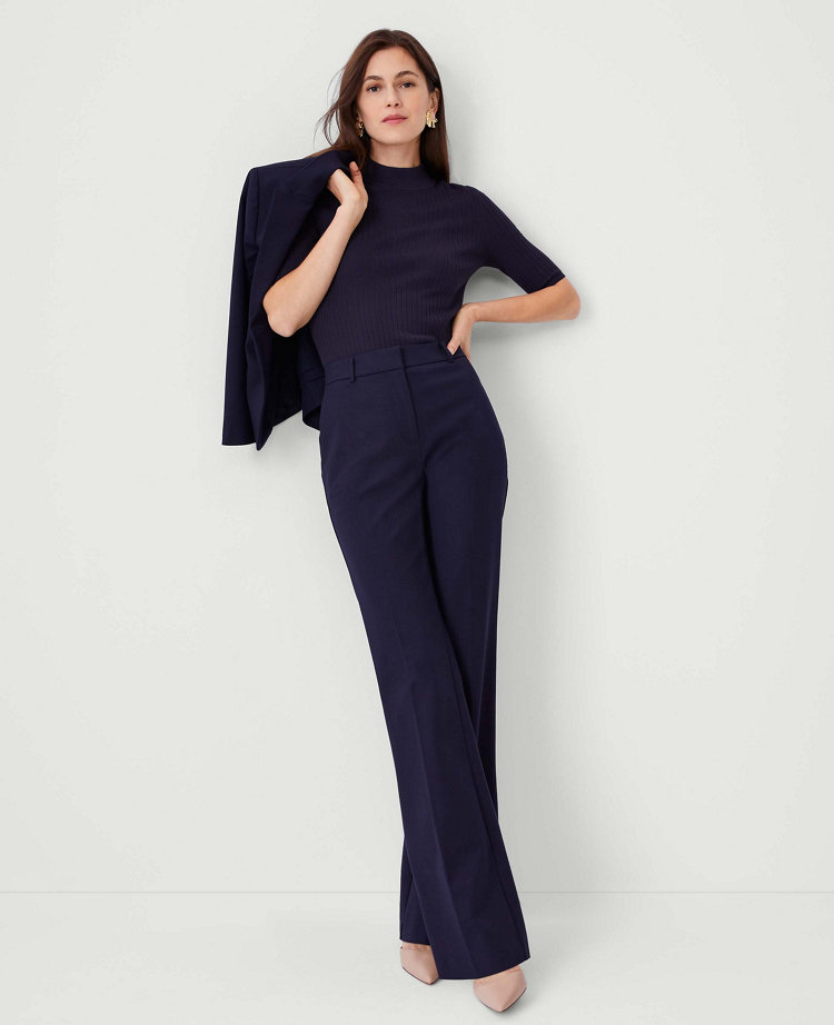 The Petite High Rise Trouser Pant in Stretch Cotton