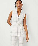 Windowpane Long Belted Vest carousel Product Image 2