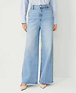 Petite High Rise Trouser Jeans in Light Wash Indigo carousel Product Image 3