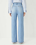 Petite High Rise Trouser Jeans in Light Wash Indigo carousel Product Image 4