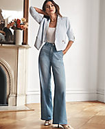 Petite High Rise Trouser Jeans in Light Wash Indigo carousel Product Image 5