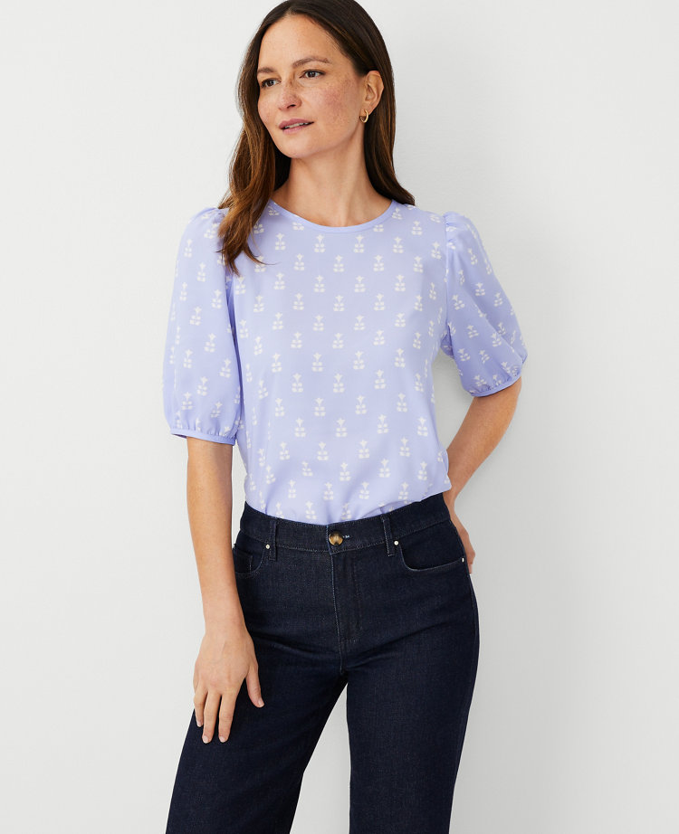 Floral Tile Puff Sleeve Tee