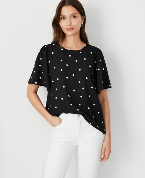 Dotted Short Sleeve Blouse