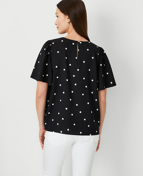 Dotted Short Sleeve Blouse
