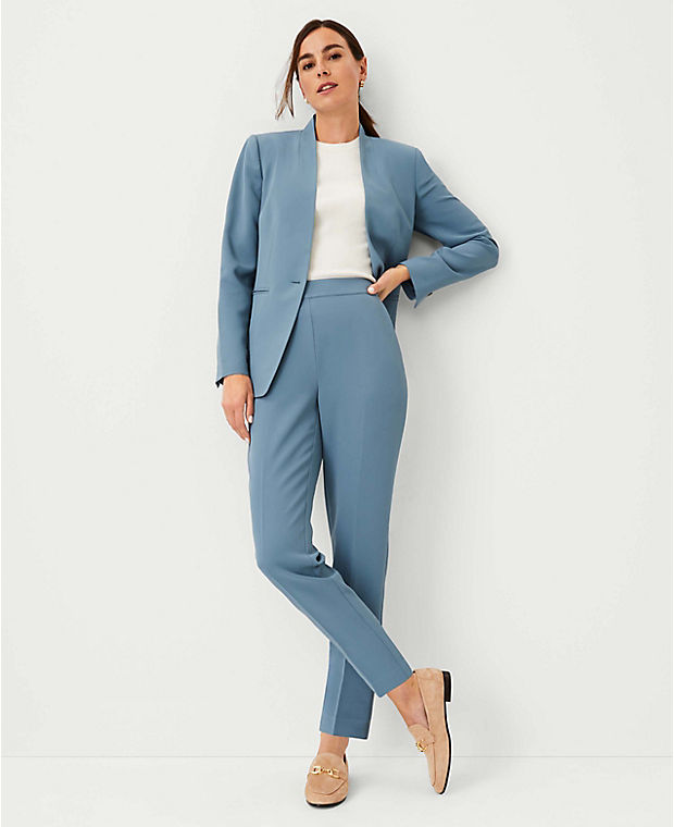 The Petite High Rise Side Zip Ankle Pant in Fluid Crepe