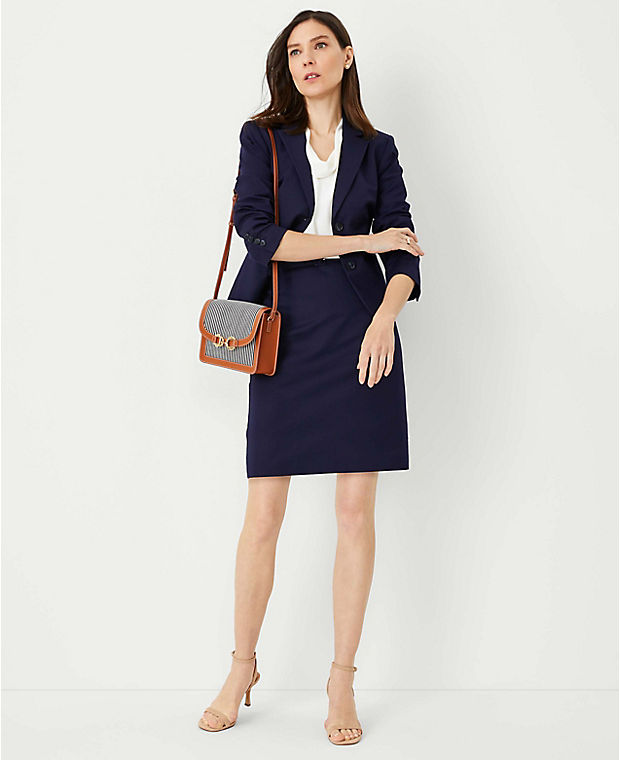 The Petite Belted A-Line Skirt in Stretch Cotton