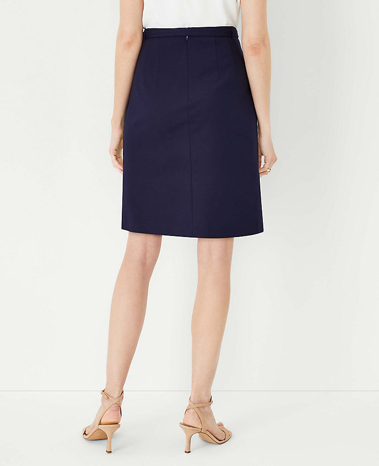 The Petite Belted A-Line Skirt in Stretch Cotton