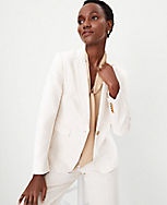 The Petite Notched One Button Blazer in Textured Stretch carousel Product Image 3