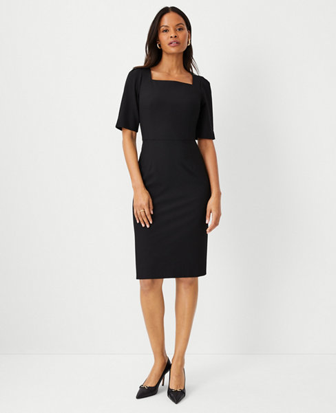 The Elbow Sleeve Square Neck Dress in Seasonless Stretch - Curvy Fit