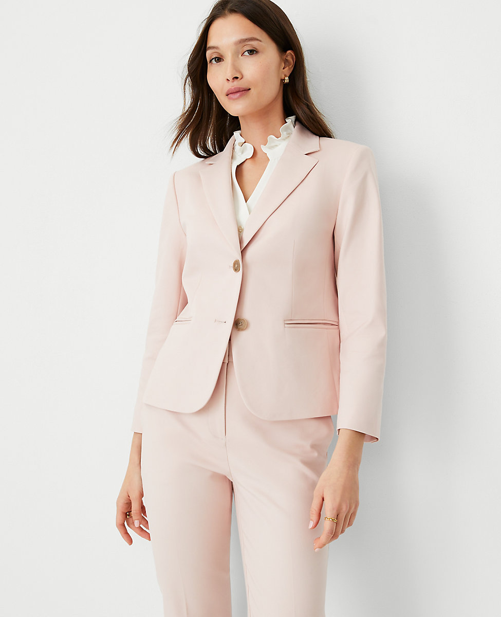 The Petite Cropped Two Button Blazer in Stretch Cotton