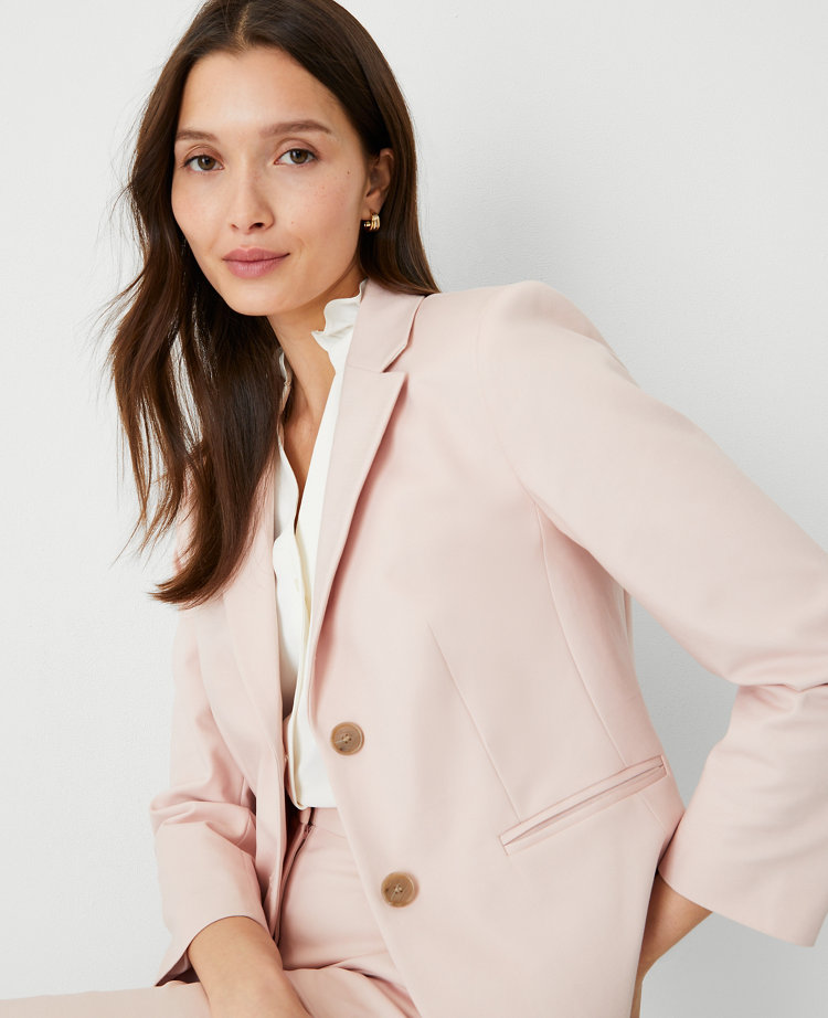 The Petite Cropped Two Button Blazer in Stretch Cotton