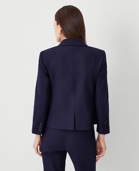 The Petite Cropped Two Button Blazer in Stretch Cotton