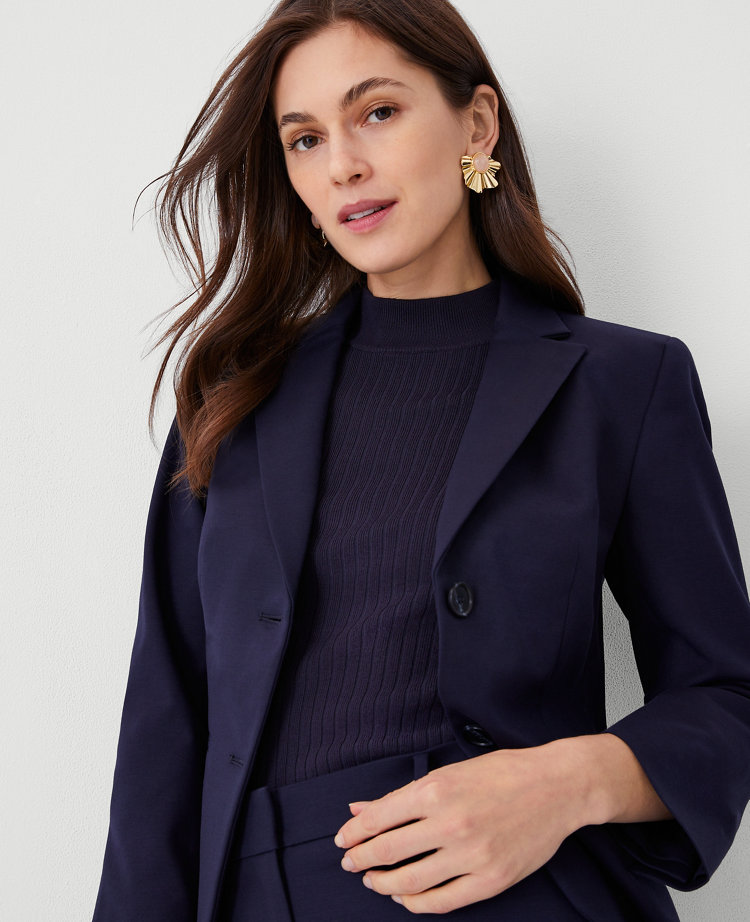 The Petite Cropped Two Button Blazer in Stretch Cotton