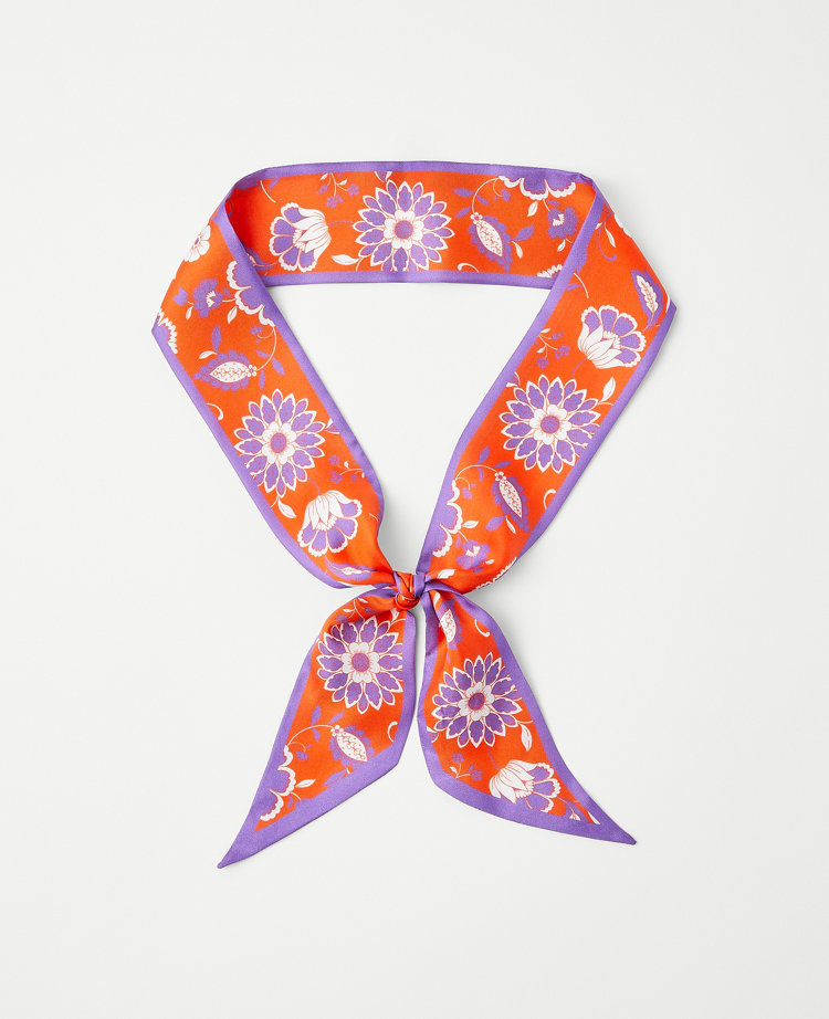 Floral Skinny Silk Scarf