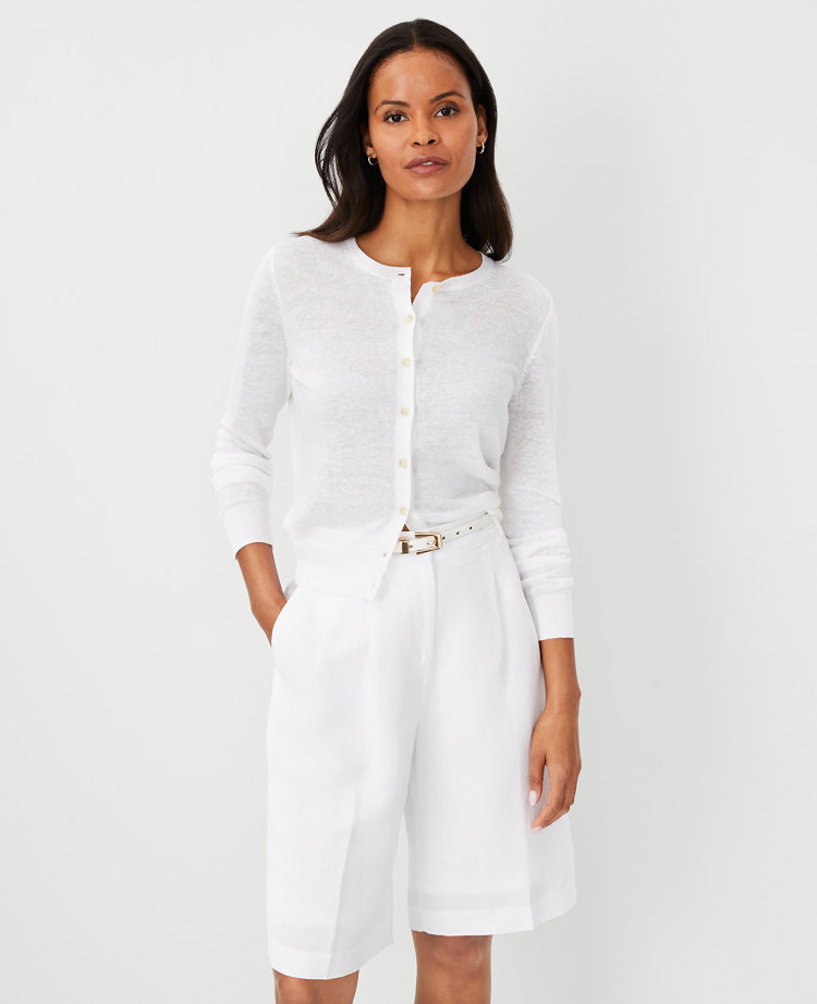 Ann Taylor Linen Blend Cropped Cardigan