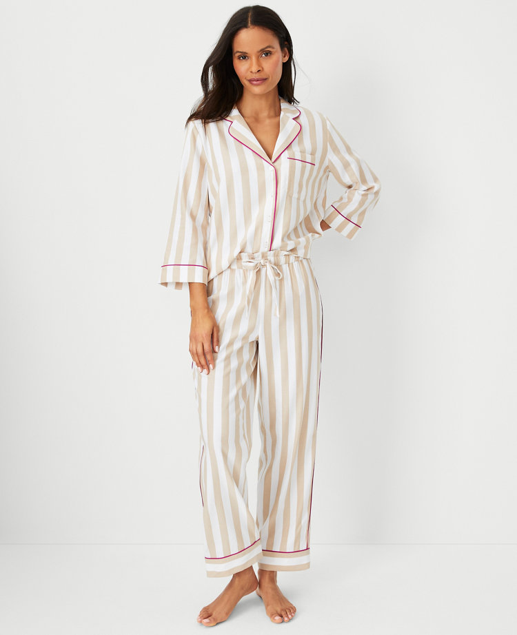 Ann Taylor Striped Pajama Set White Women's