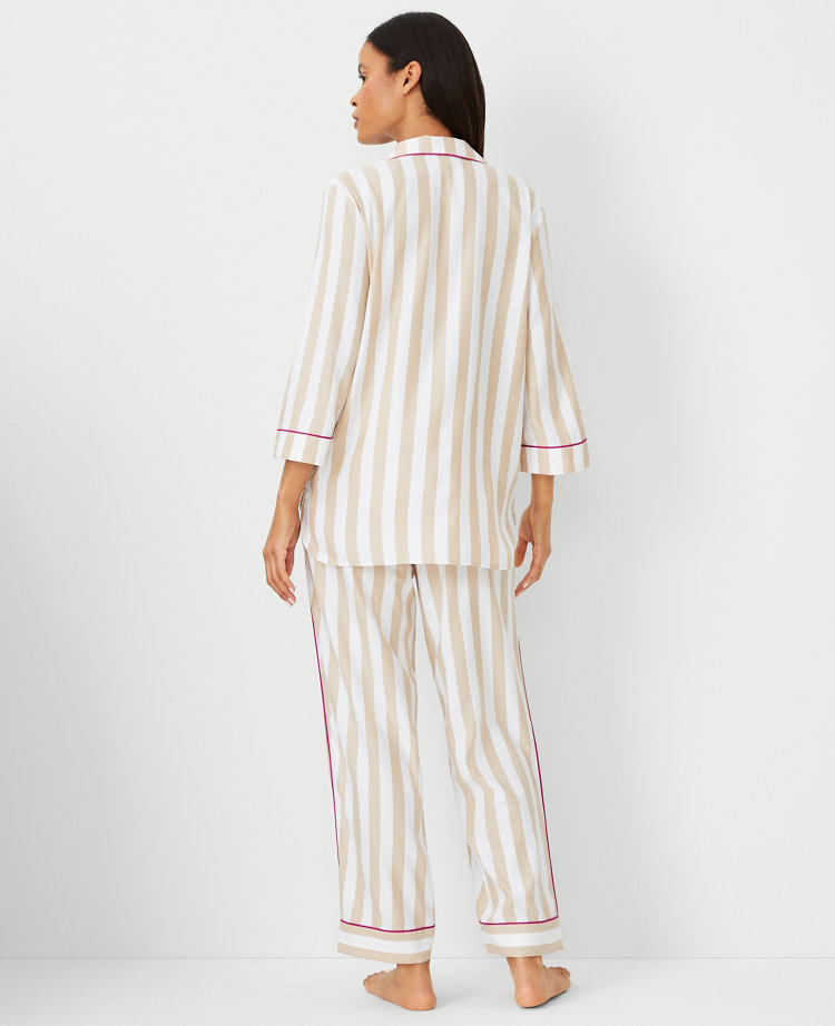 Ann Taylor Striped Pajama Set White Women's