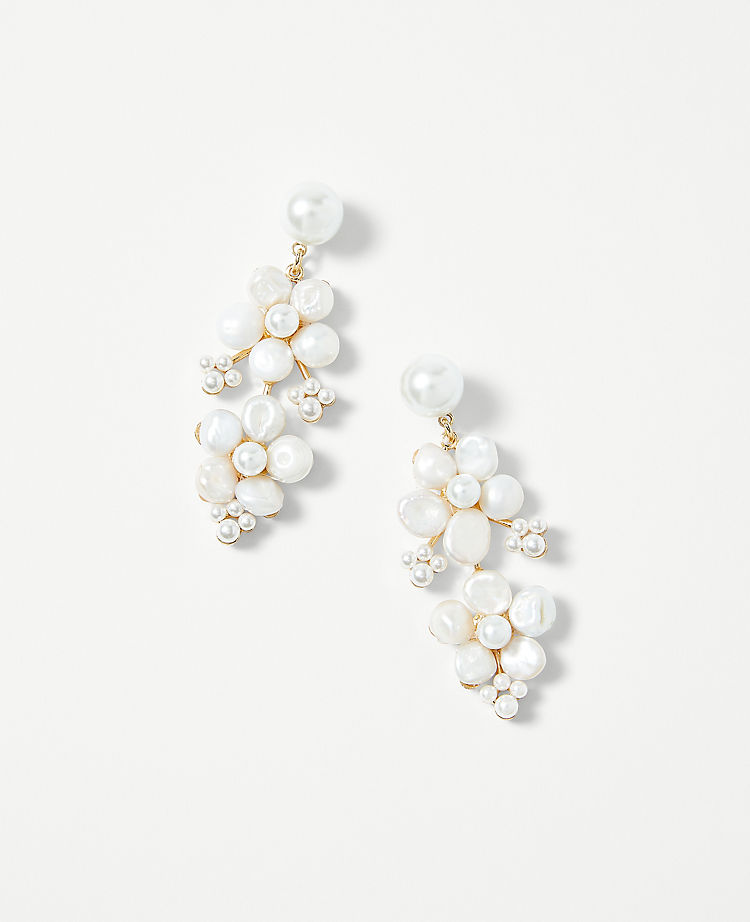 Studio Collection Pearlized Flower Cluster Statement Earrings