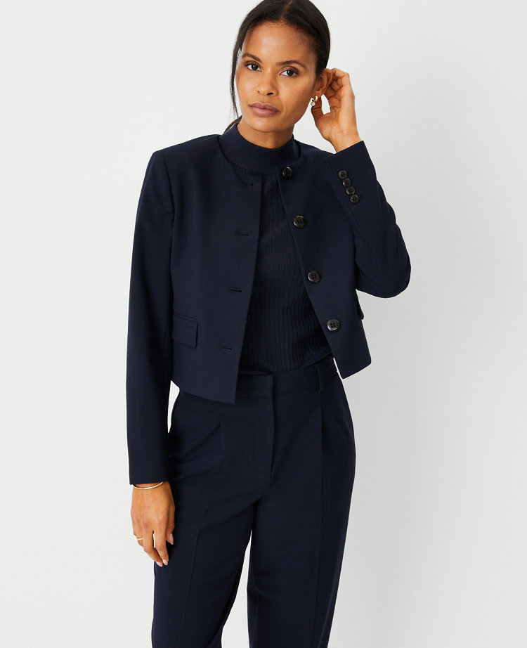 The Petite Long Two-Button Blazer in Seasonless Stretch