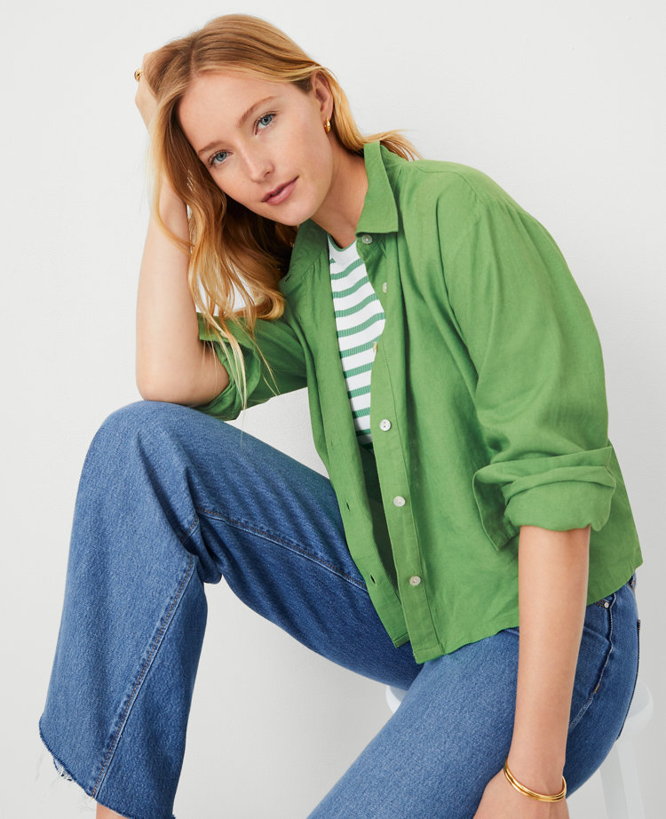 AT Weekend Linen Blend Cropped Shirt