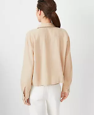 AT Weekend Linen Blend Cropped Shirt carousel Product Image 3