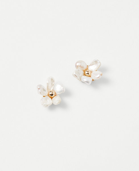 Freshwater Pearl Floral Stud Earrings