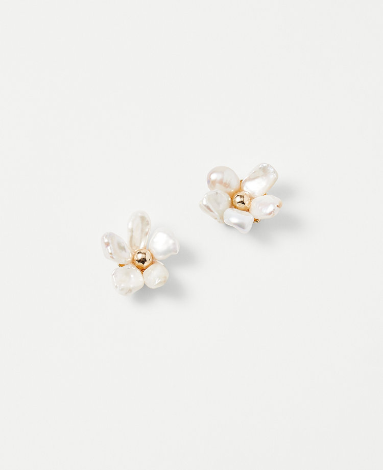 Freshwater Pearl Floral Stud Earrings