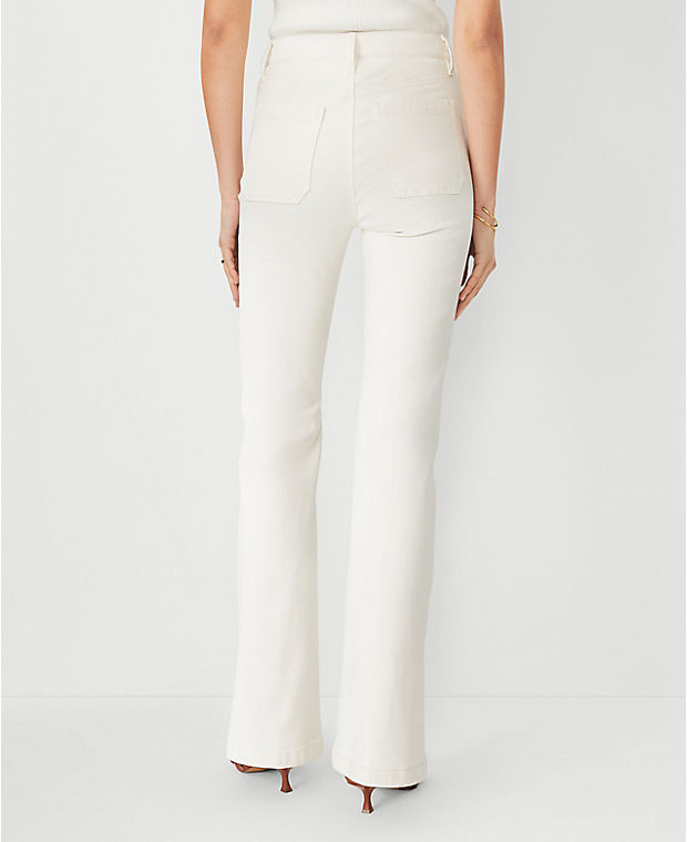 Petite High Rise Patch Pocket Flare Jeans in Ivory
