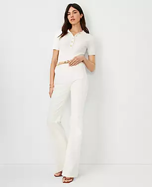Petite High Rise Patch Pocket Flare Jeans in Ivory carousel Product Image 3