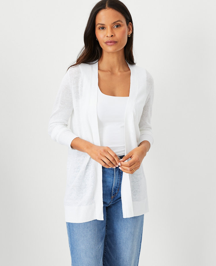 Linen Blend Open Cardigan