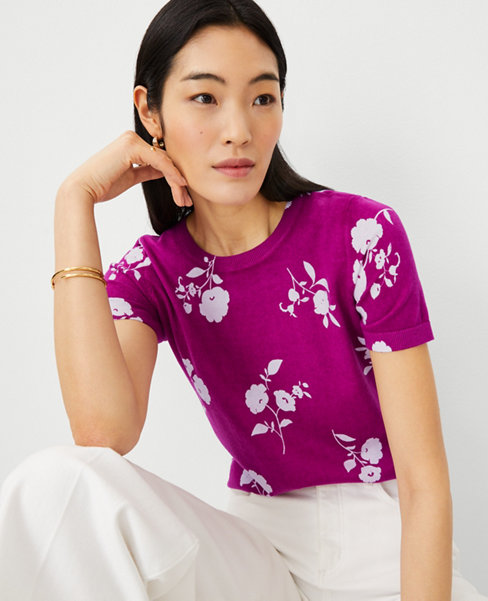 Ann Taylor Floral Sweater Tee