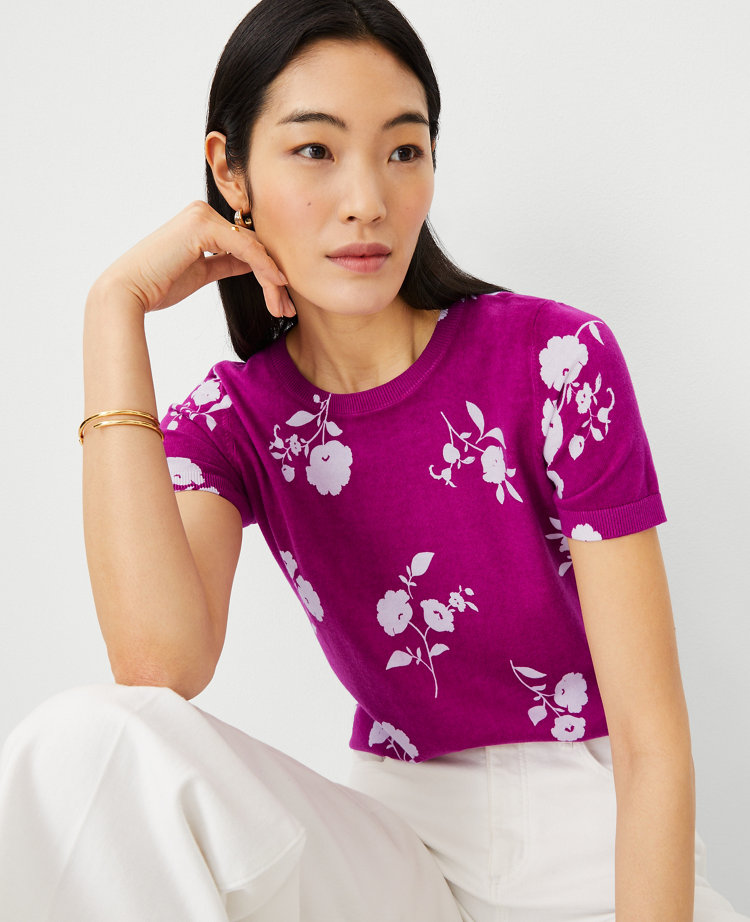 Ann Taylor Floral Sweater Tee