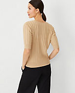 Wide Ribbed Elbow Sleeve Sweater Tee carousel Product Image 2