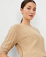 Wide Ribbed Elbow Sleeve Sweater Tee carousel Product Image 3