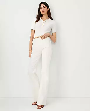 High Rise Patch Pocket Flare Jeans in Ivory carousel Product Image 2