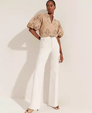 High Rise Patch Pocket Flare Jeans in Ivory carousel Product Image 1